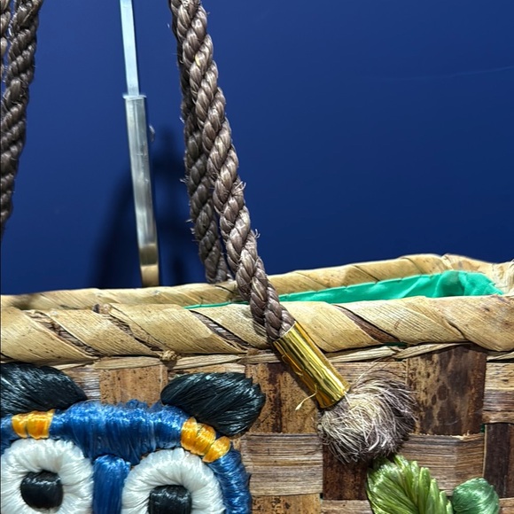 Handcrafted Owl Design Woven Tote Bag - Multicolor - Picture 3 of 8